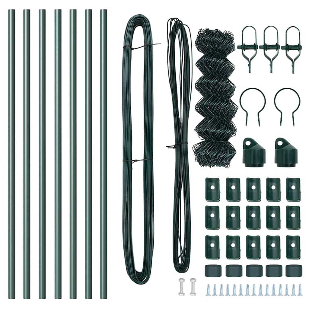 vidaXL Chainlink Fence Ground Fix 10 x 0.6 m PVC-Coated Steel Green 6