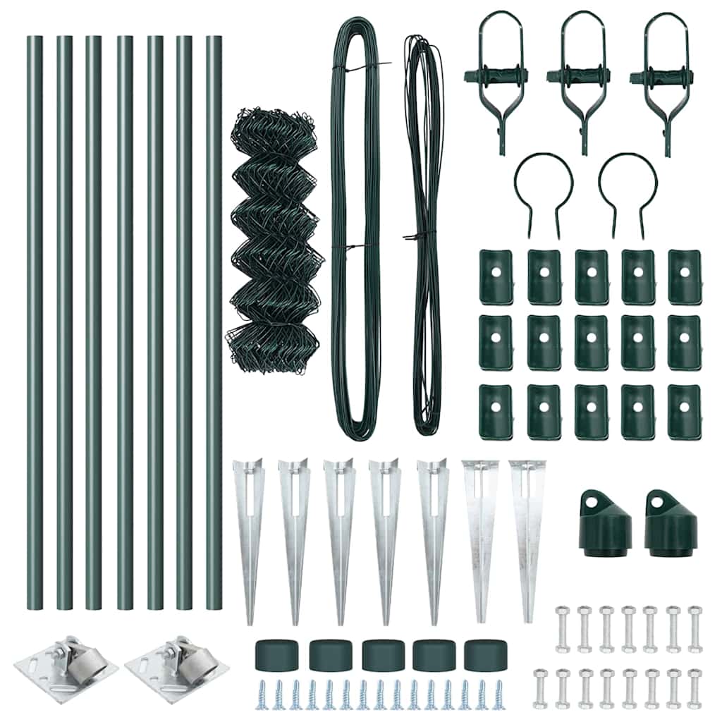 vidaXL Chainlink Fence with Spikes 10 x 0.4 m PVC-Coated Steel Green 6