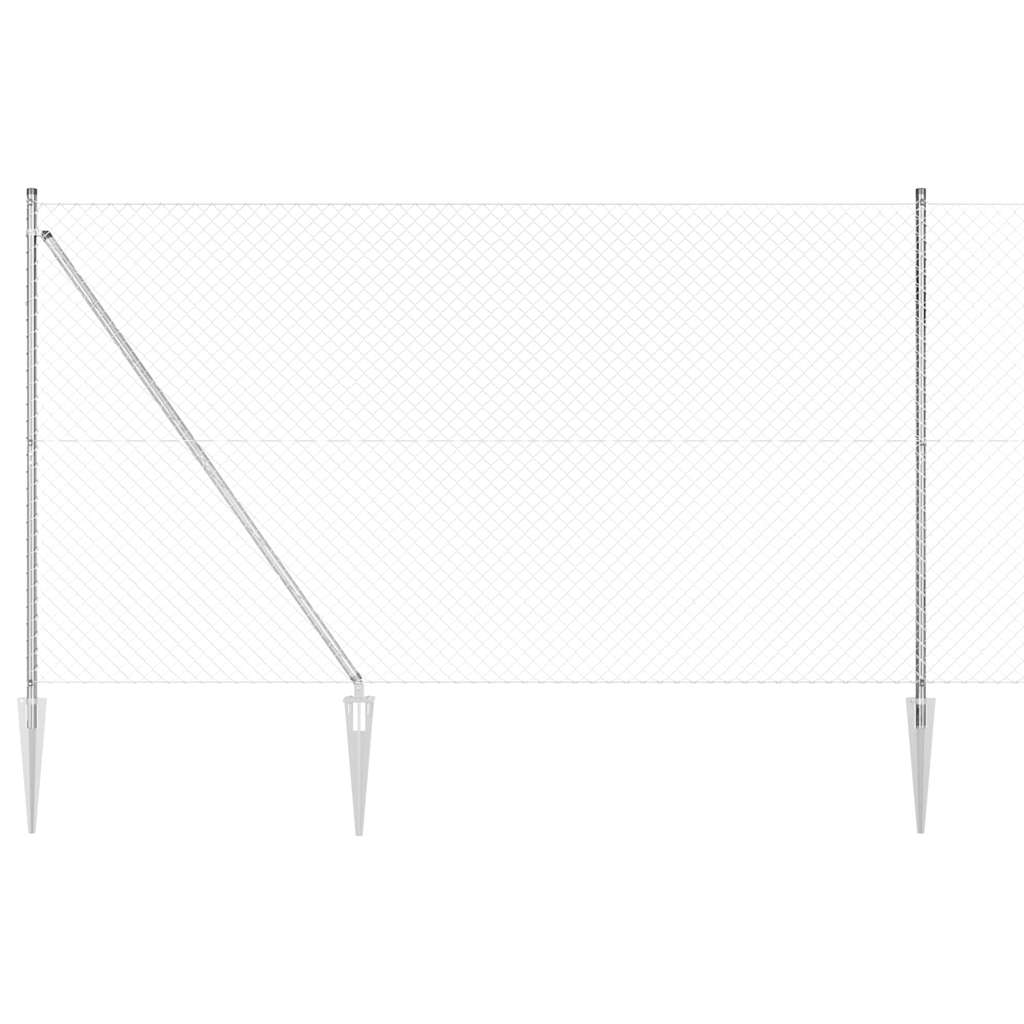 vidaXL Chainlink Fence with Spikes 10 x 1 m Silver mesh Size 40 x 40 mm mesh Spike Anchor Fix Galvanised Steel