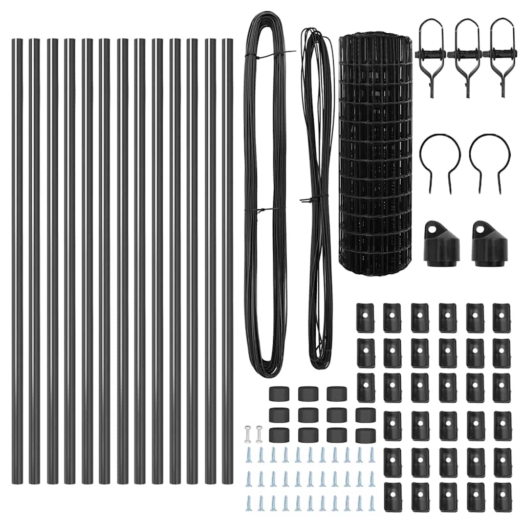 vidaXL Euro Fence Ground Fix 25 x 0.6 m PVC-Coated Steel Grey Mesh 6