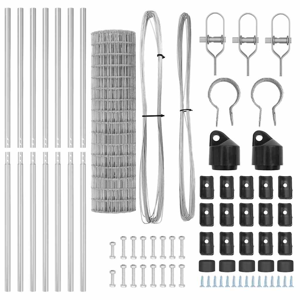 vidaXL Euro Fence Ground Fix 10 x 1 m Galvanised Steel Silver Mesh 6