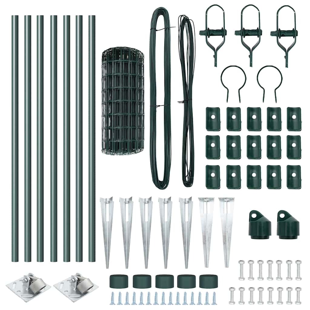 vidaXL Euro Fence with Spikes 10 x 0.4 m PVC-Coated Steel Green Mesh 6