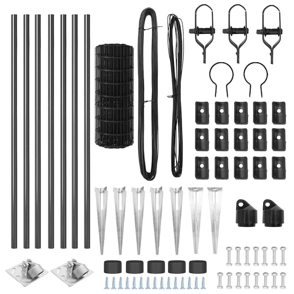vidaXL Euro Fence with Spikes 10 x 0.8 m PVC-Coated Steel Grey Mesh 6
