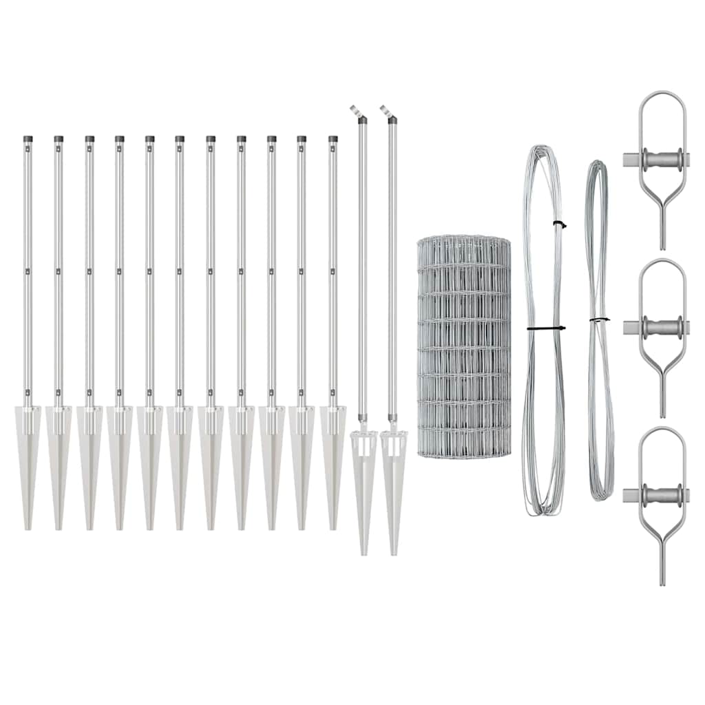 vidaXL Outdoor Euro Fence with Spikes 10 x 0.6 m Galvanised Steel Mesh 6