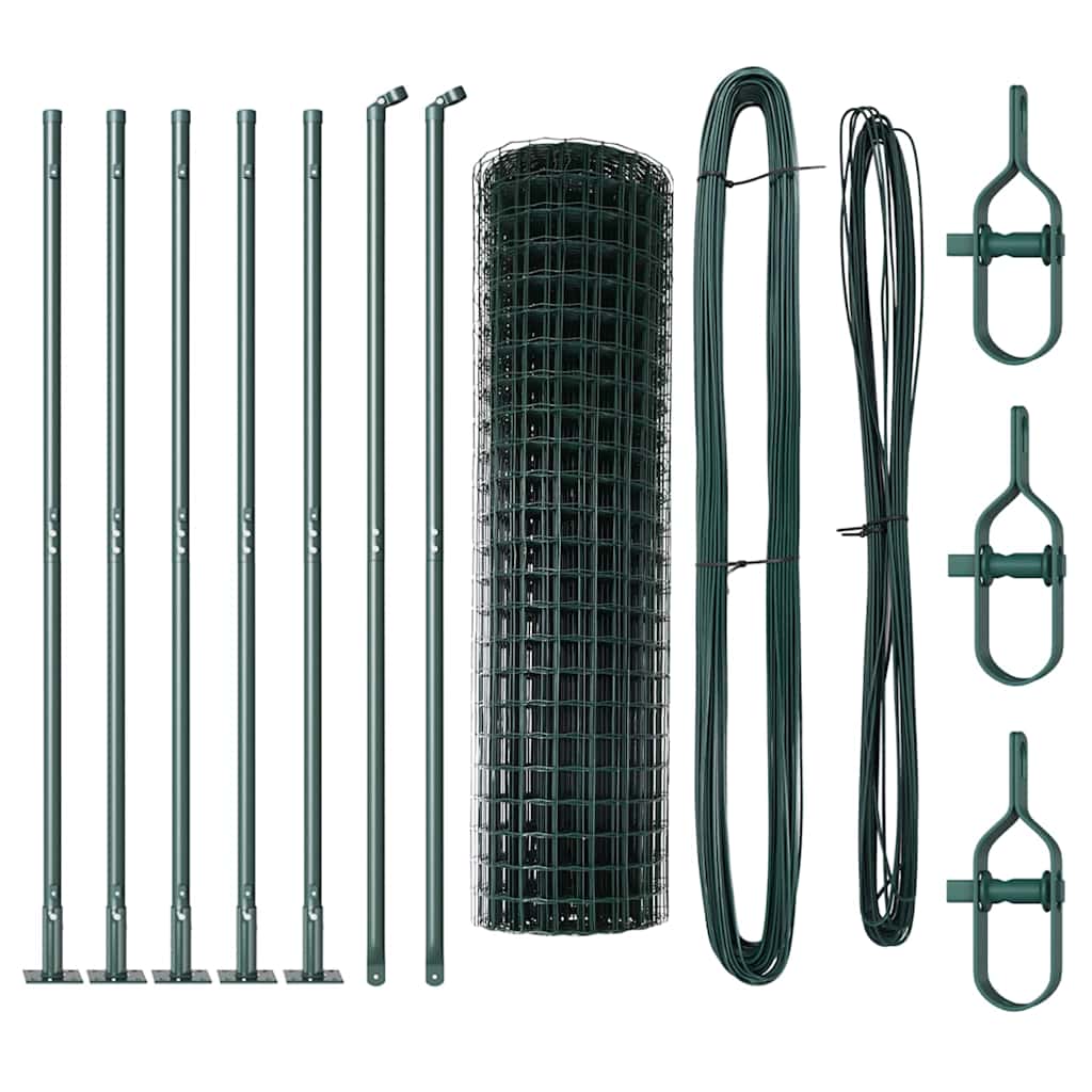 vidaXL Euro Fence with Concrete Base 10 x 1 m PVC-Coated Steel Green 6
