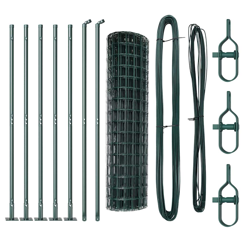 vidaXL Euro Fence with Concrete Base 10 x 1 m PVC-Coated Steel Green 6