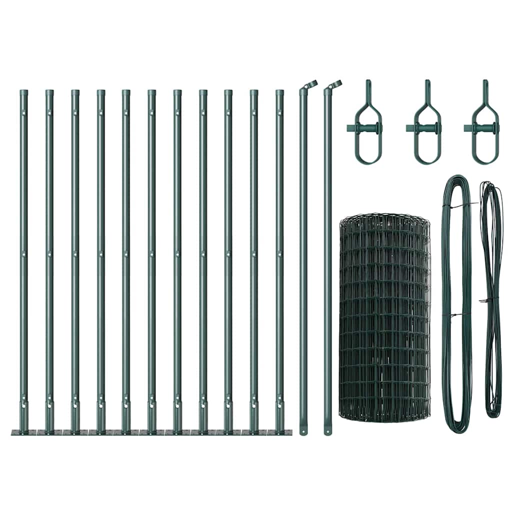vidaXL Euro Fence with Concrete Base 25 x 0.4 m PVC-Coated Steel Green 6