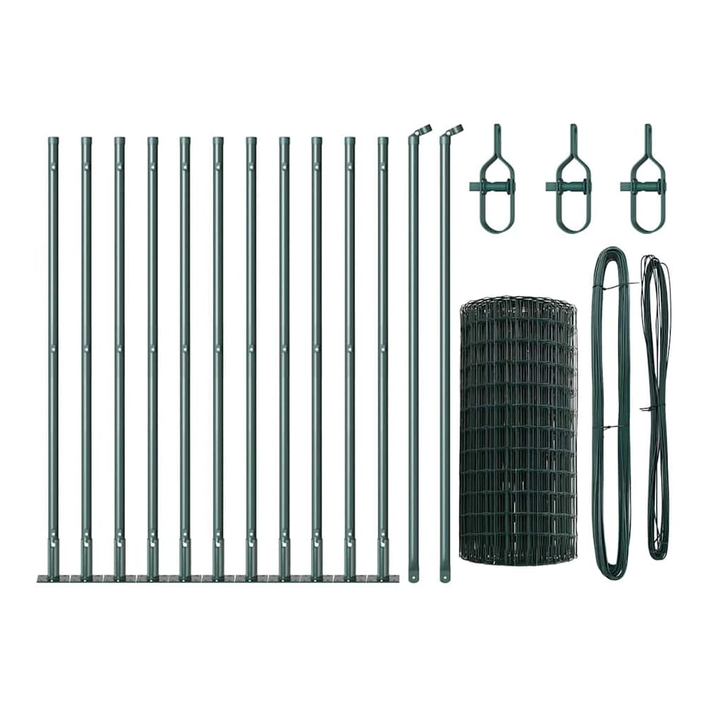 Euro Fence with Concrete Base 25 x 0.4 m PVC-Coated Steel Concrete Base Fix Green 100 x 100 mm mesh