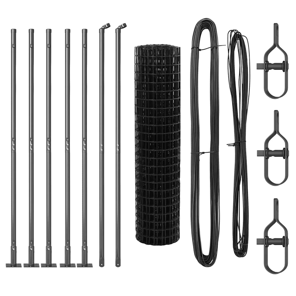 vidaXL Euro Fence with Concrete Base 10 x 1 m PVC-Coated Steel Grey 6