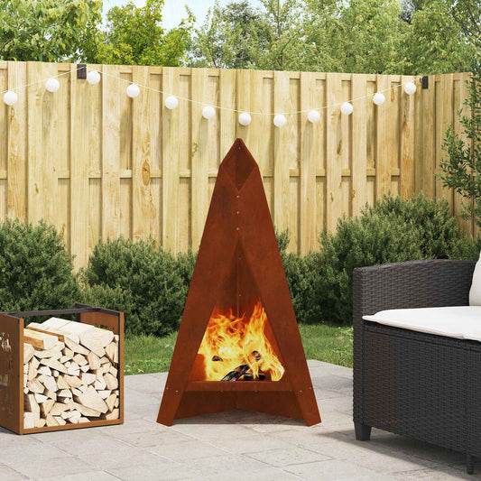 Fire Bowl Black 58 x 40 x 100 cm Weathering Steel Weathering steel/brown
