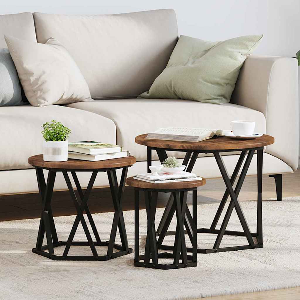 vidaXL Nesting Side Table 3 pcs 53 x 53 x 40 cm