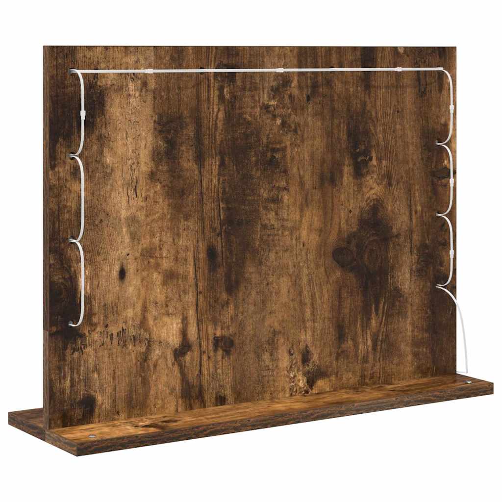 vidaXL Vanity Mirror Smoked Oak 60 x 45 x 18 cm Rectangular 6