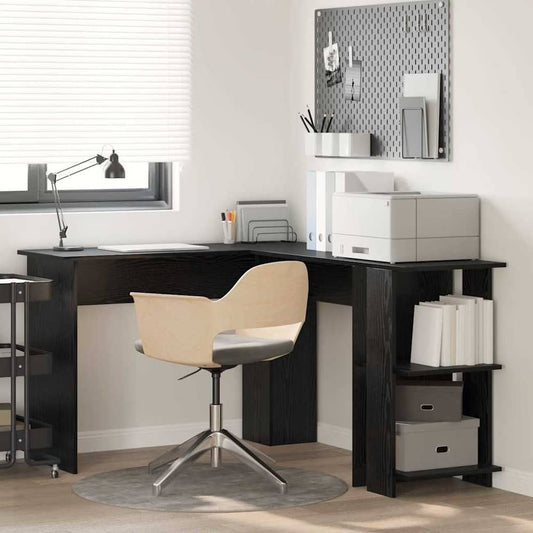 Corner Desk Engineered Wood 140 x 113.5 x 75 cm Black oak
