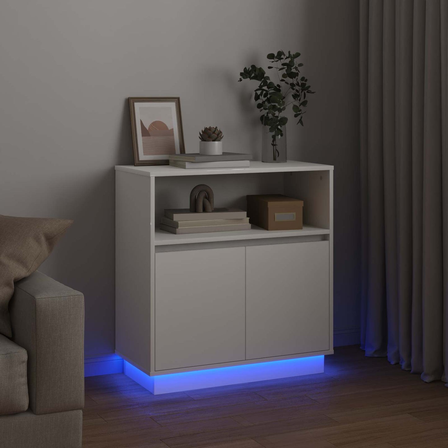 vidaXL LED Sideboard White 71 x 34.5 x 75 cm Engineered Wood 6