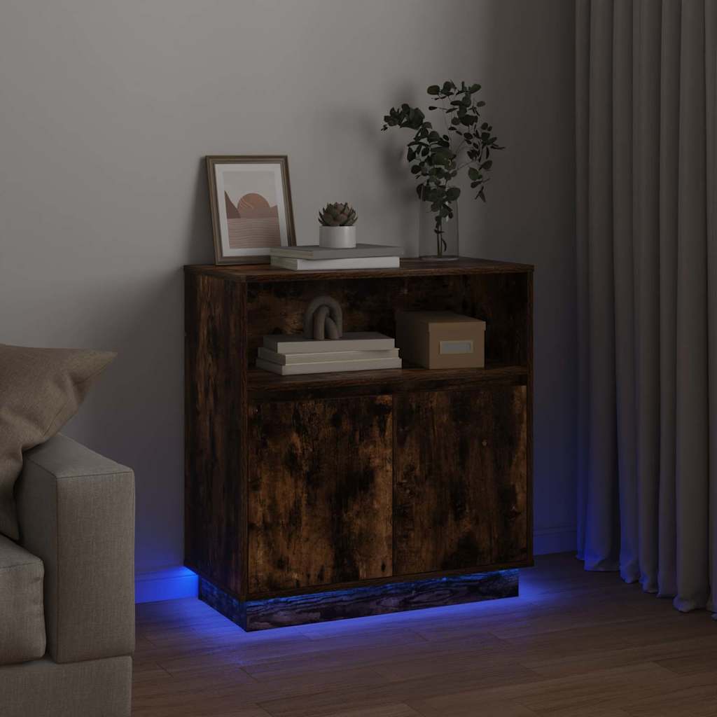 vidaXL LED Sideboard Smoked Oak 71 x 34.5 x 75 cm Engineered Wood 6