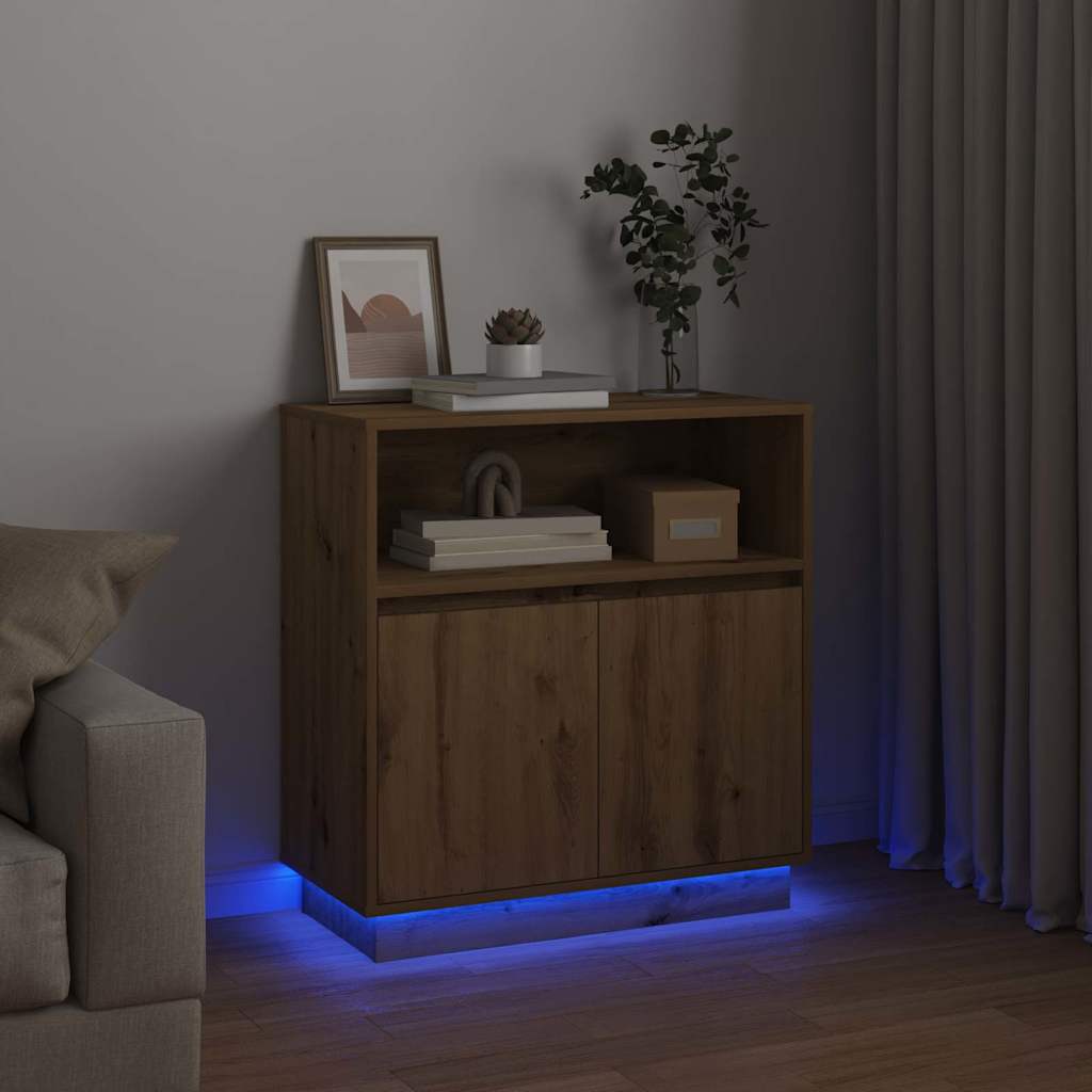 vidaXL LED Sideboard Artisan Oak 71 x 34.5 x 75 cm Engineered Wood 6
