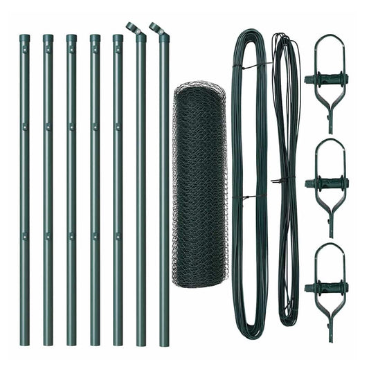 Hexagonal Fence Ground Fix PVC-Coated Steel Green mesh Size