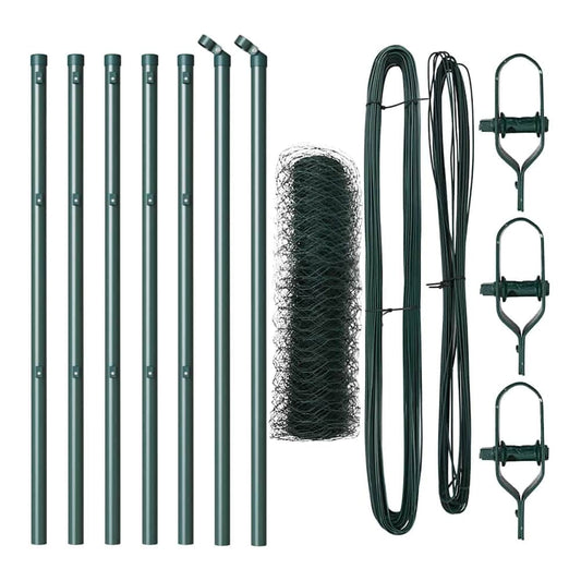 Hexagonal Fence Ground Fix PVC-Coated Steel Green mesh Size