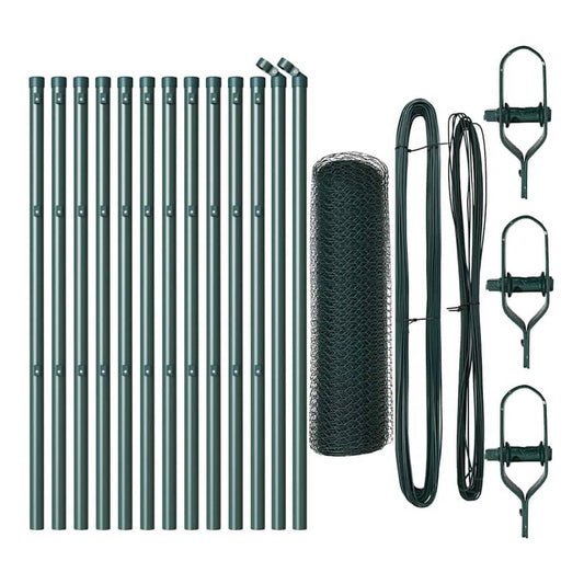 Hexagonal Fence Ground Fix PVC-Coated Steel mesh Size Green