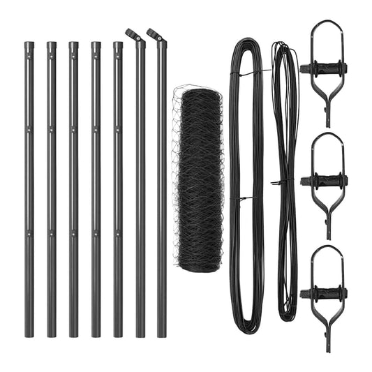 Hexagonal Fence Ground Fix PVC-Coated Steel Grey mesh Size