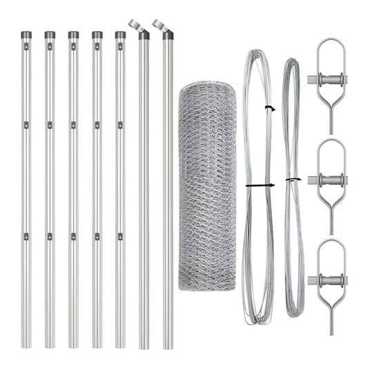 Hexagonal Fence Ground Fix 10 x 1 m Silver Length 10 m Galvanised steel Mesh size 13 mm mesh 0.8 m