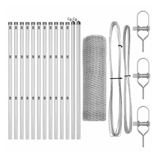 Hexagonal Fence Ground Fix 25 x 1 m Silver mesh Size 13 mm mesh Galvanised Steel 0.6 m