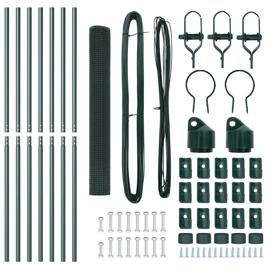 vidaXL Welded Wire Fence Ground Fix 10 x 1 m PVC-Coated Steel Green 6