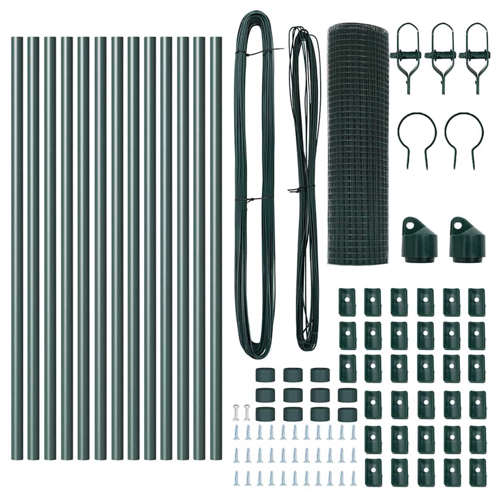 vidaXL Welded Wire Fence Ground Fix 25 x 0.5 m PVC-Coated Steel Green 6