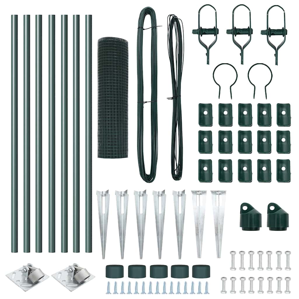 vidaXL Welded Wire Fence with Spikes 10 x 0.6 m PVC-coated Steel Green 6