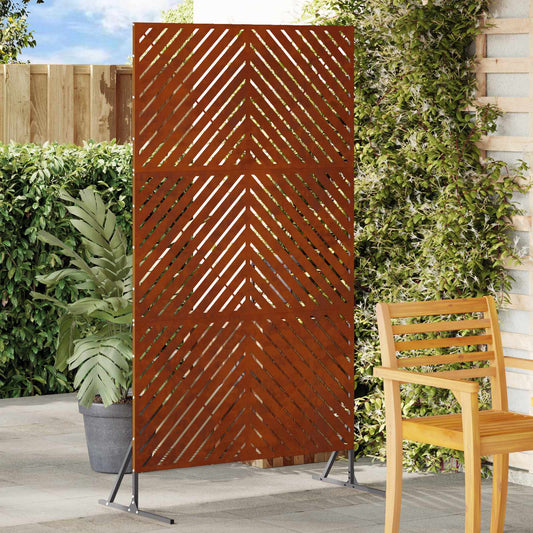 Privacy Screen 100 x 50 x 180 cm Rusty Weathering Steel Diagonal lines