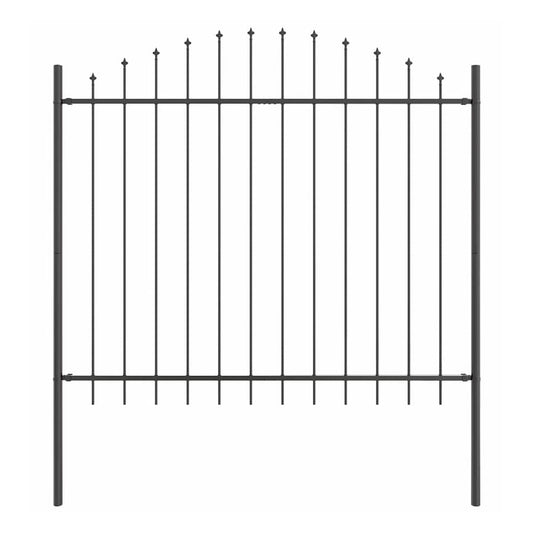 Garden Fence WOERDEN 170 x 190 cm Powder-Coated Steel Grey Height 125-150 cm 170 cm