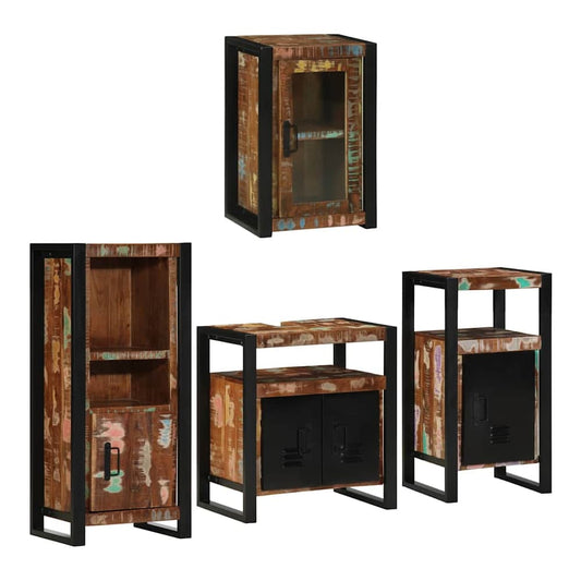 Bathroom Furniture Set 4 pcs Multicolour Solid reclaimed wood