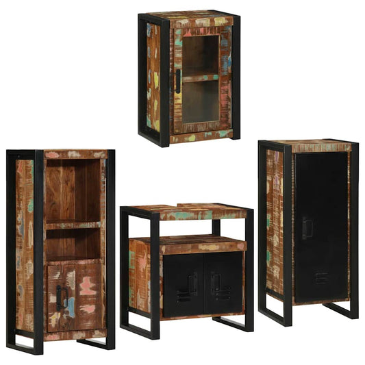 Bathroom Furniture Set 4 pcs Multicolour Solid Reclaimed wood