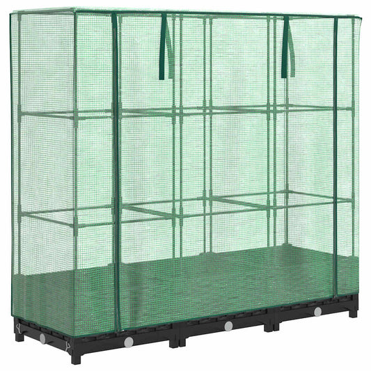 vidaXL Raised Bed with Greenhouse Cover Rattan Look 120x40x123 cm 2
