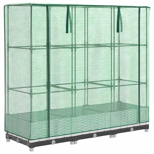 vidaXL Raised Bed with Greenhouse Cover Rattan Look 120x40x123 cm 2