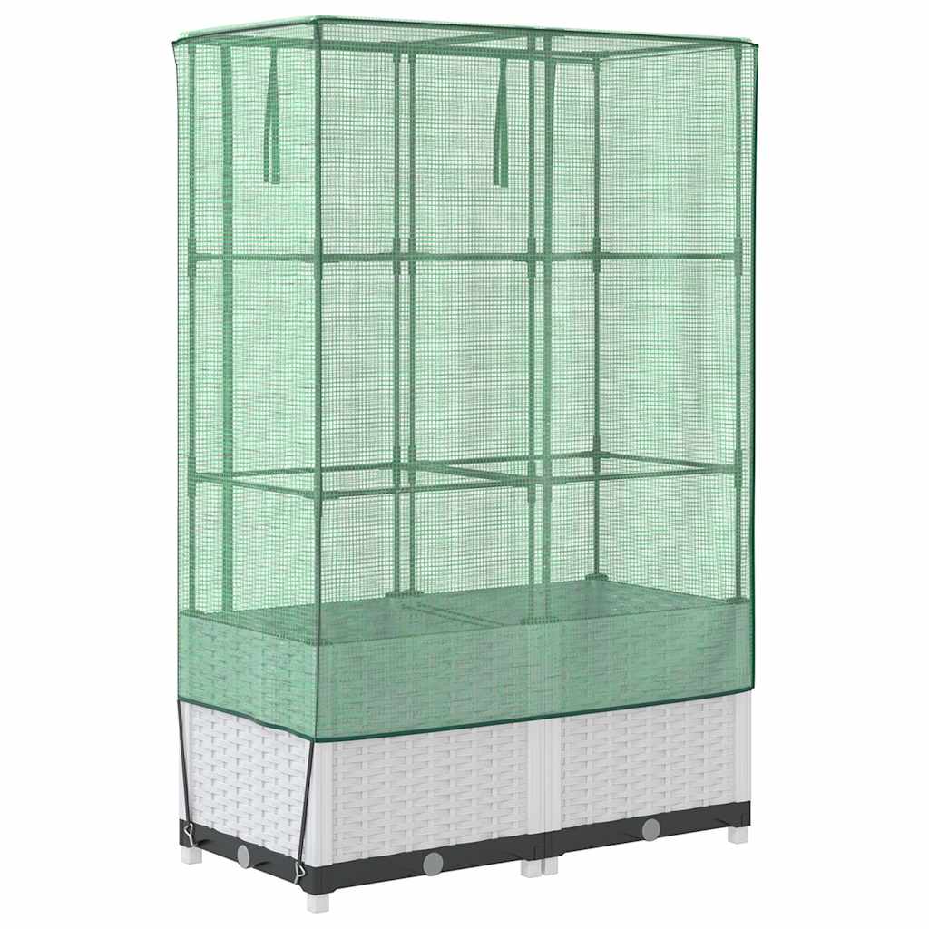 vidaXL Raised Bed with Greenhouse Cover Rattan Look 80x40x138 cm 6