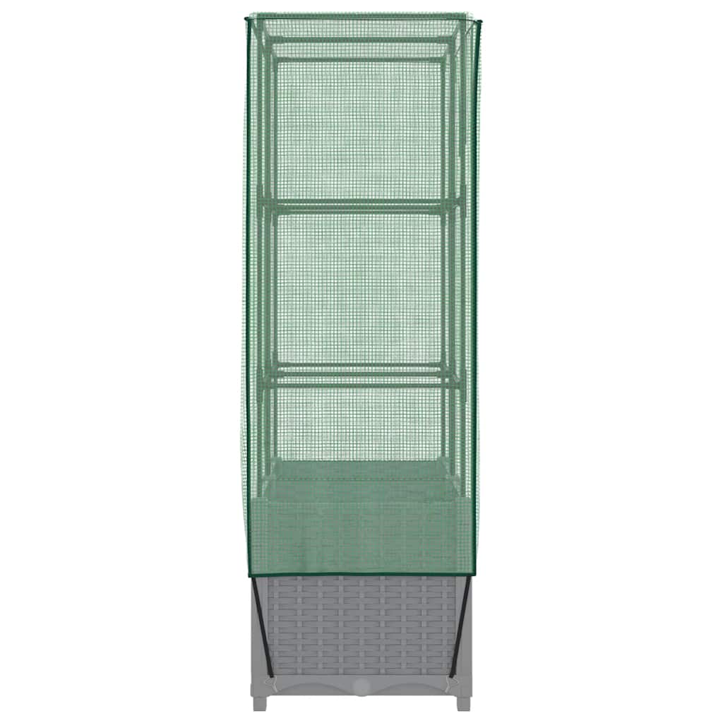 vidaXL Raised Bed with Greenhouse Cover Rattan Look 80x40x138 cm 6