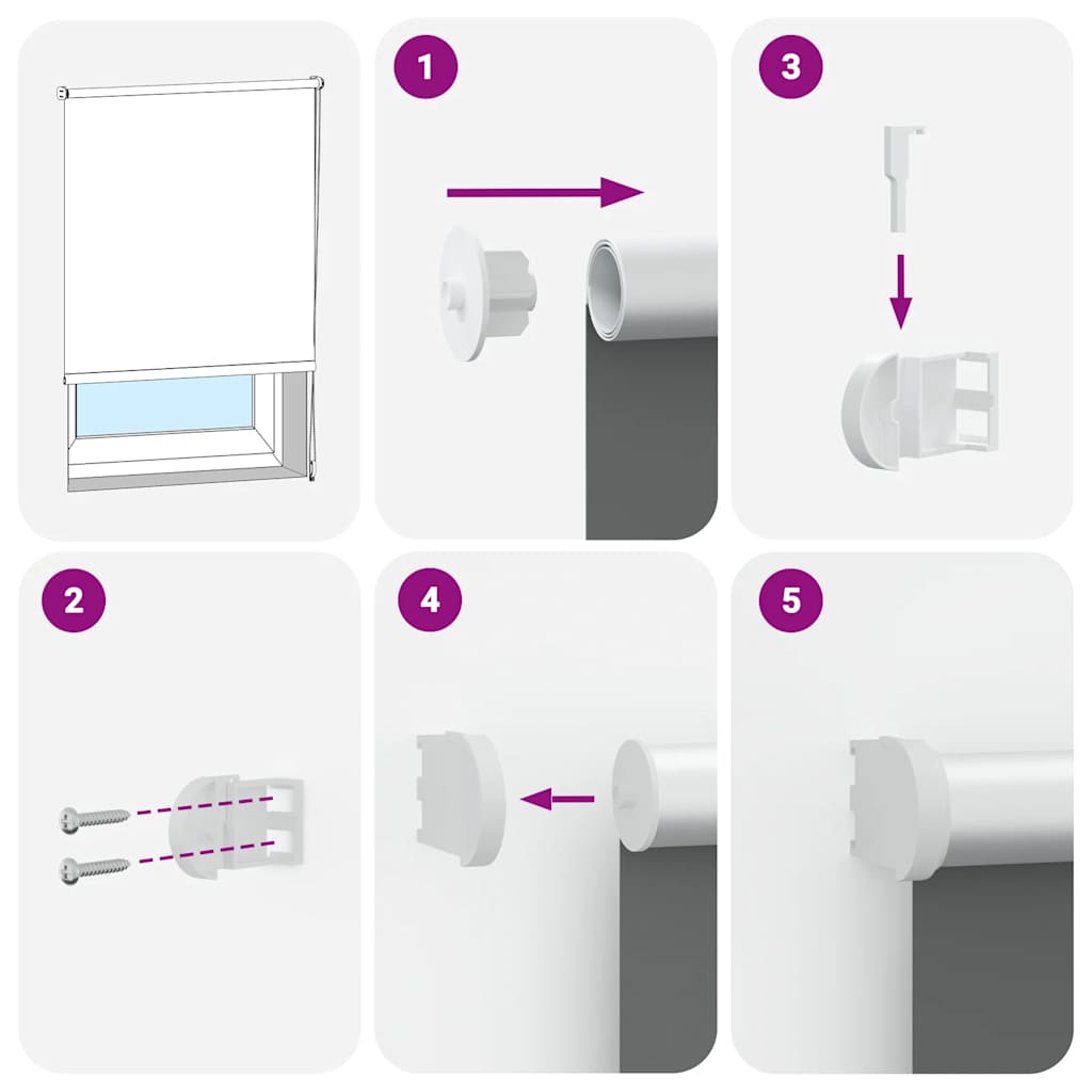 vidaXL Roller Blind Blackout Grey 165x130 cm Fabric Width 161.6 cm Polyester 6