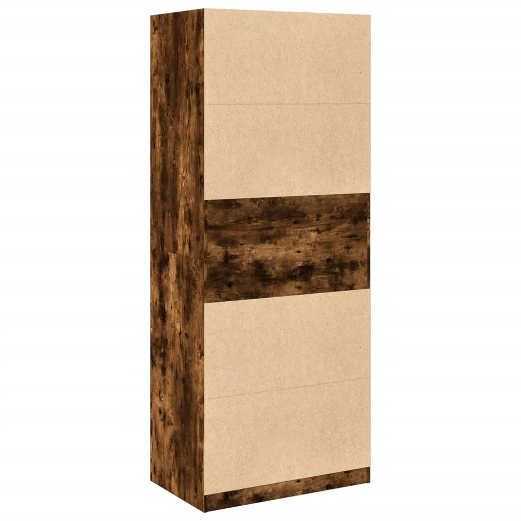 vidaXL Wardrobe Smoked Oak 80x50x200 cm Engineered Wood 6