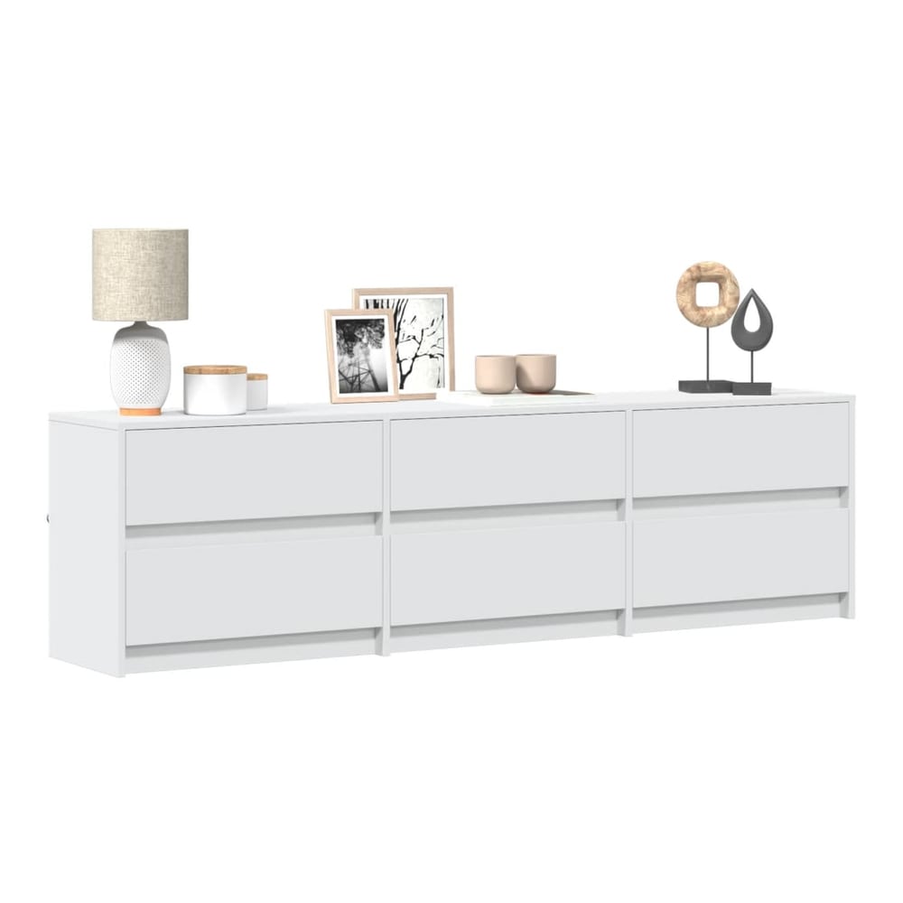 TV Cabinet with LED 100x34x50 cm Engineered Wood White 180 cm