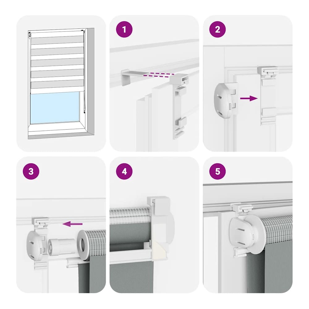 Diagram showing how to install the zebra blind