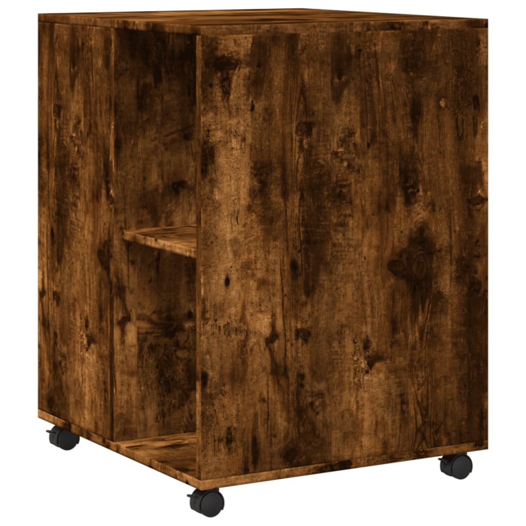 vidaXL Side Table with Wheels Smoked Oak 55x60x78 cm Engineered Wood 6
