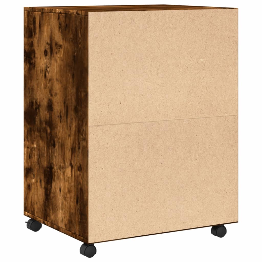 vidaXL Rolling Cabinet Smoked Oak 60x48x81 cm Engineered Wood 6