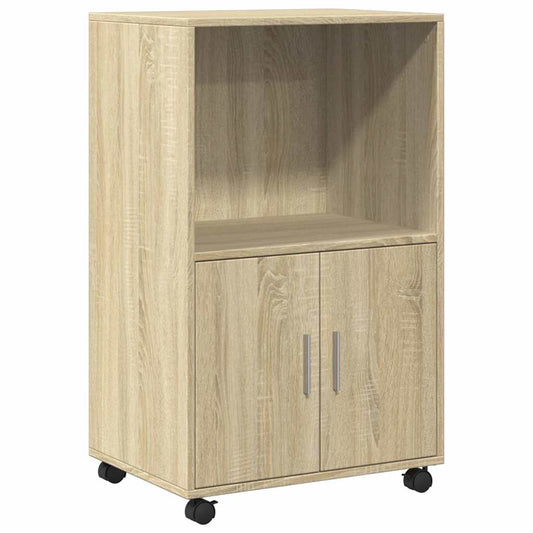 vidaXL Rolling Cabinet Sonoma Oak 55x40x91 cm Engineered Wood 2