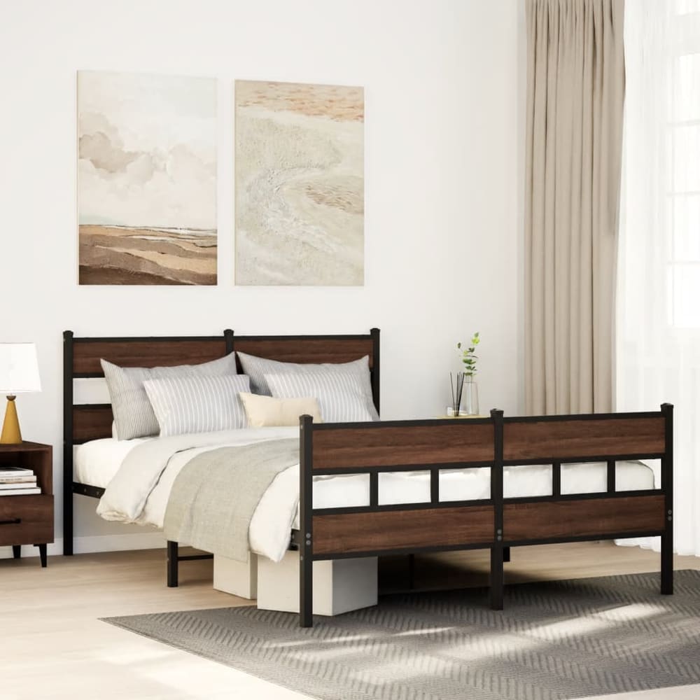 Bed Frame without Mattress Brown Oak Length Headboard Footboard
