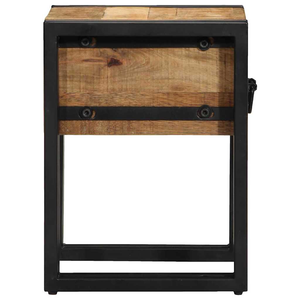 vidaXL End Table Brown and Black 30 x 30 x 40 cm Solid Mango Wood 6