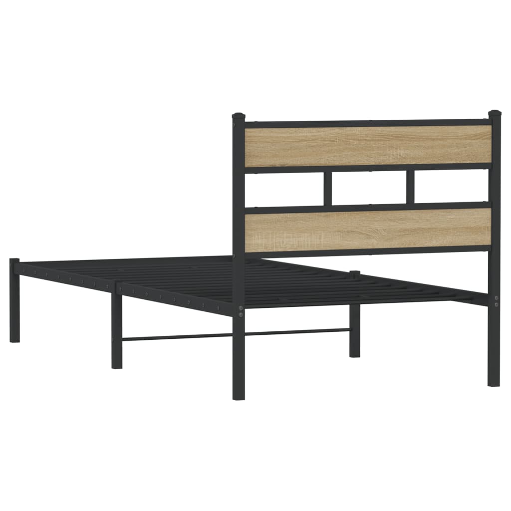 vidaXL Metal Bed Frame without Mattress Sonoma Oak 90x190 cm Single 6