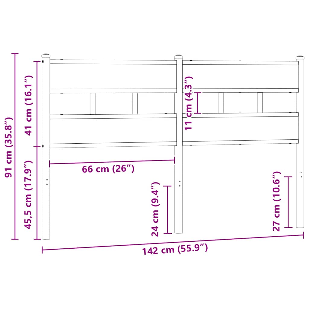 vidaXL Replace Headboard Brown Oak 135 cm Steel and Engineered Wood 6