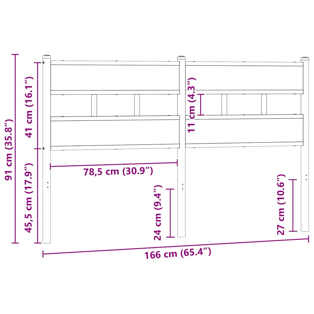 vidaXL Replace Headboard Brown Oak 160 cm Steel and Engineered Wood 6