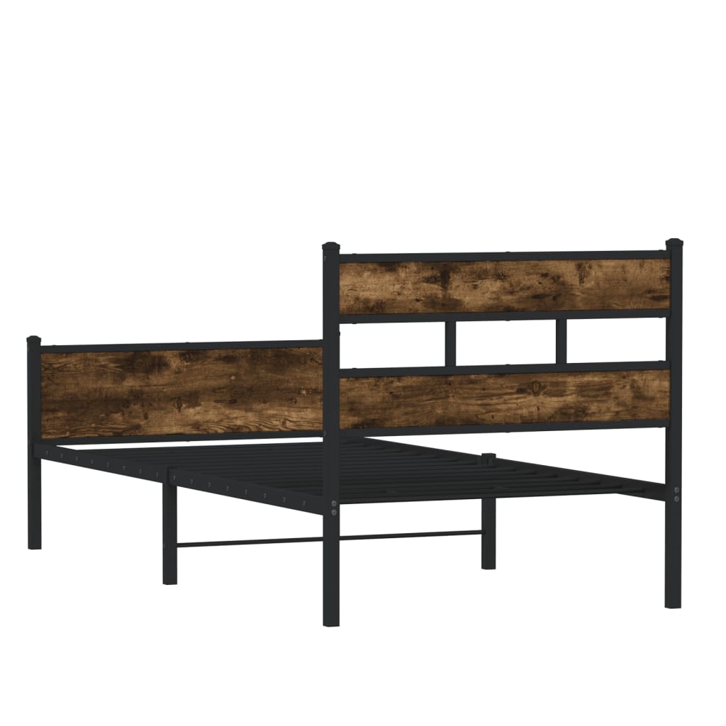 vidaXL Bed Frame without Mattress Smoked Oak 75x190 cm Small Single Engineered Wood 6
